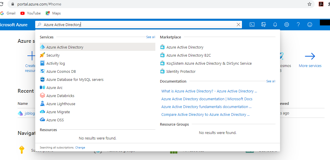 Search Azure Active Directory